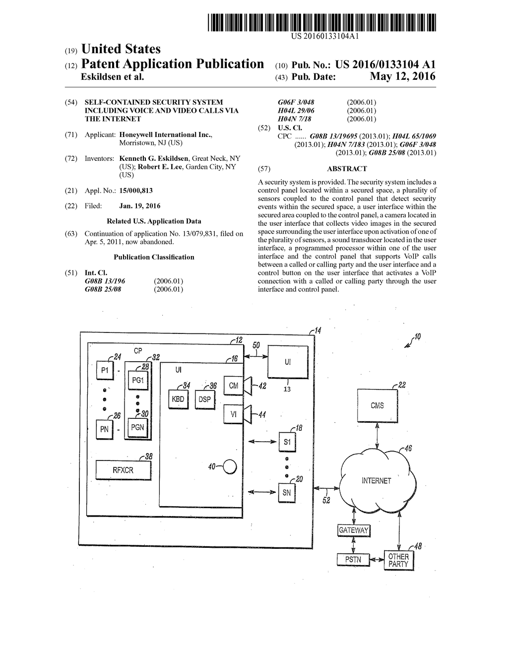 SELF-CONTAINED SECURITY SYSTEM INCLUDING VOICE AND VIDEO CALLS VIA THE     INTERNET - diagram, schematic, and image 01