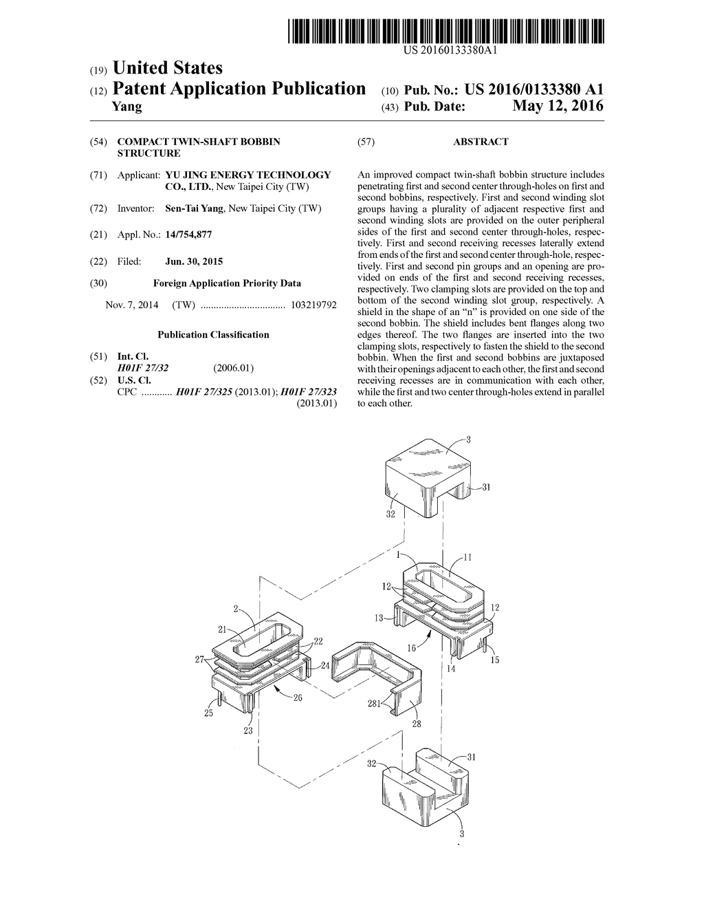 Compact Twin-Shaft Bobbin Structure - diagram, schematic, and image 01