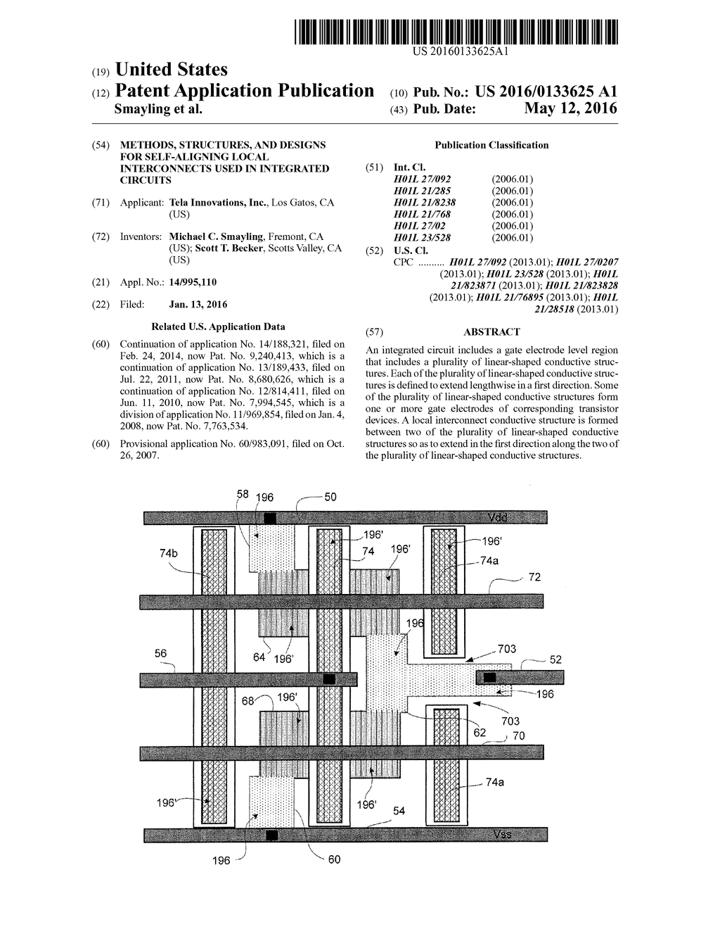 Methods, Structures, and Designs for Self-Aligning Local Interconnects     Used in Integrated Circuits - diagram, schematic, and image 01