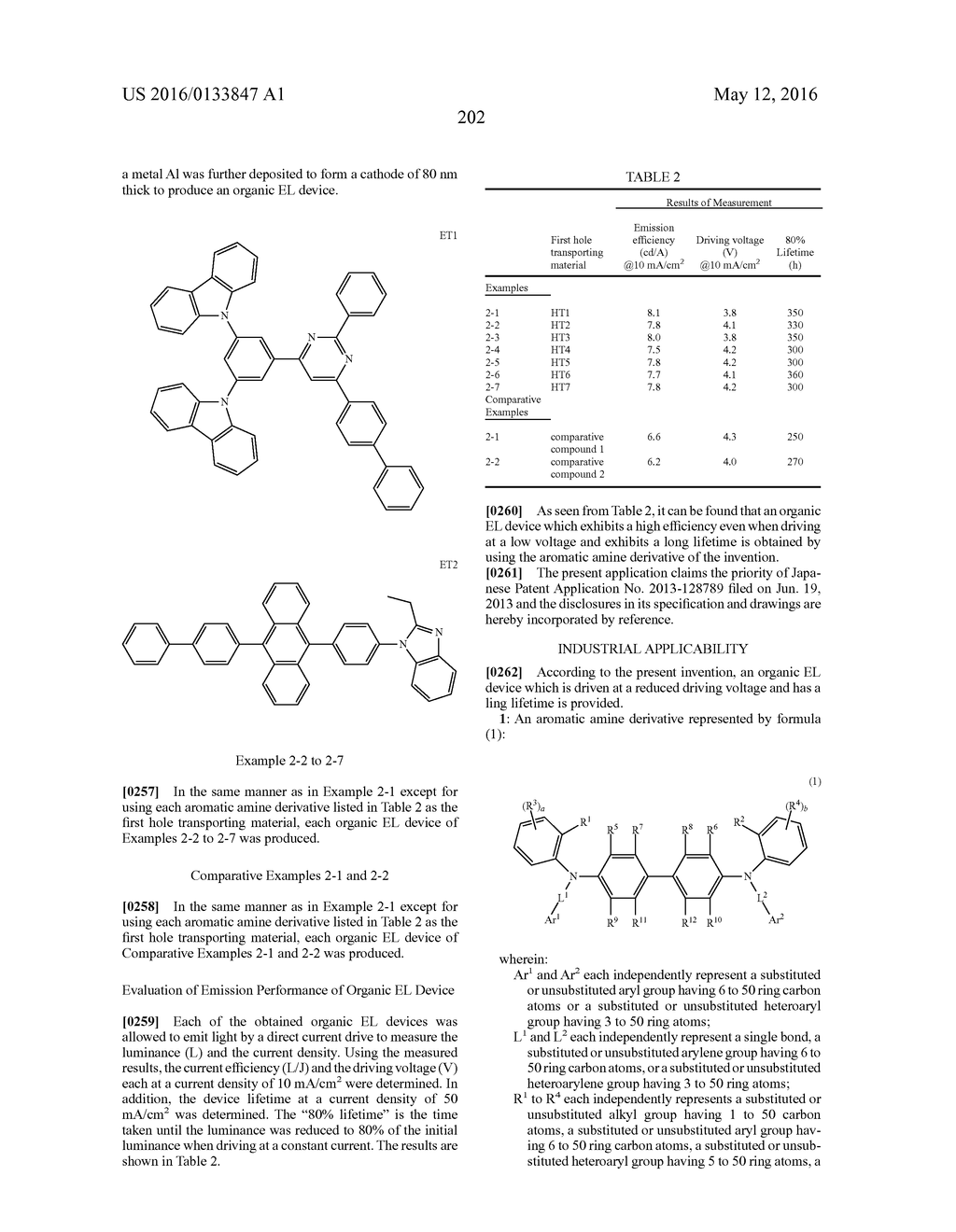 AROMATIC AMINE DERIVATIVE AND ORGANIC ELECTROLUMINESCENT ELEMENT - diagram, schematic, and image 201