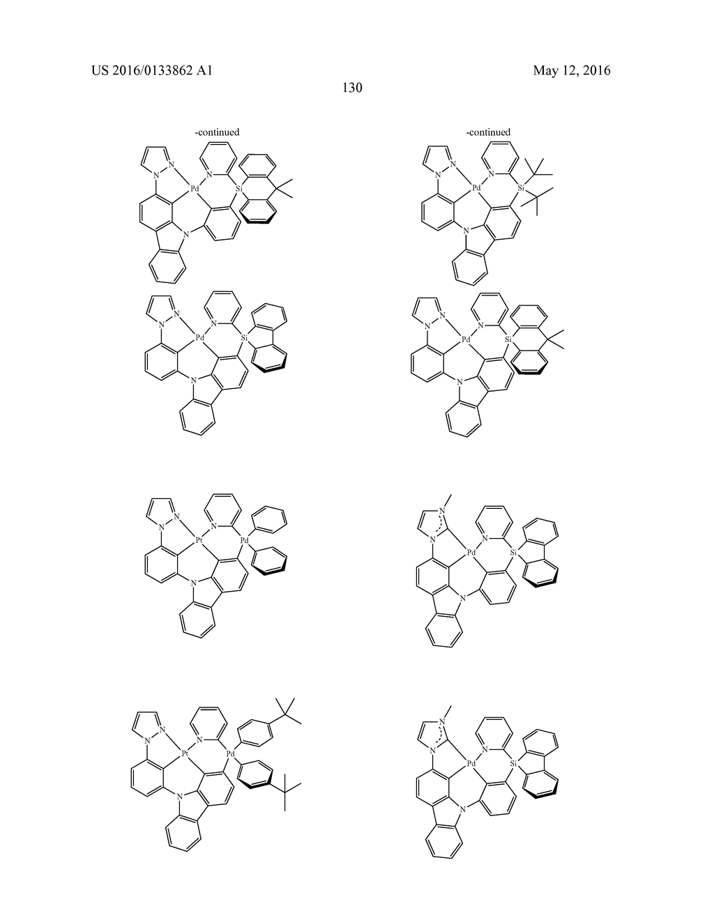 TETRADENTATE METAL COMPLEXES WITH CARBON GROUP BRIDGING LIGANDS - diagram, schematic, and image 134