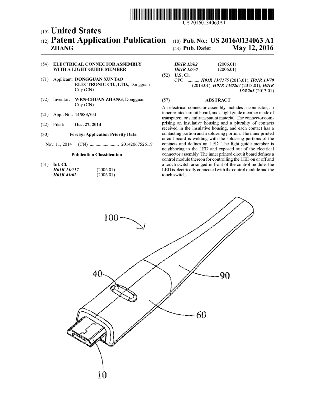 ELECTRICAL CONNECTOR ASSEMBLY WITH A LIGHT GUIDE MEMBER - diagram, schematic, and image 01