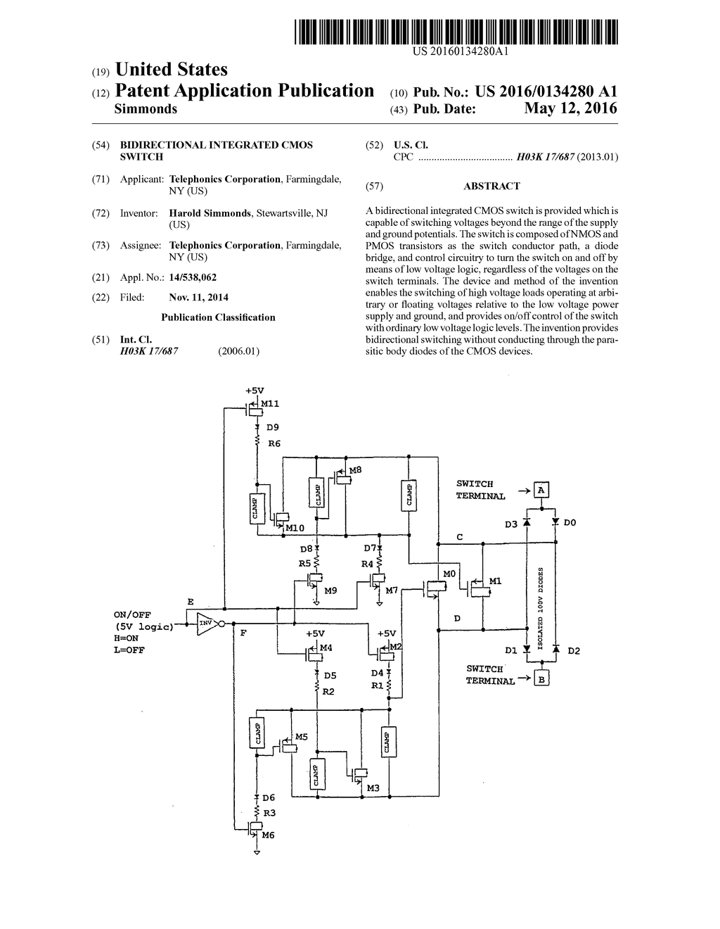 Bidirectional Integrated CMOS Switch - diagram, schematic, and image 01