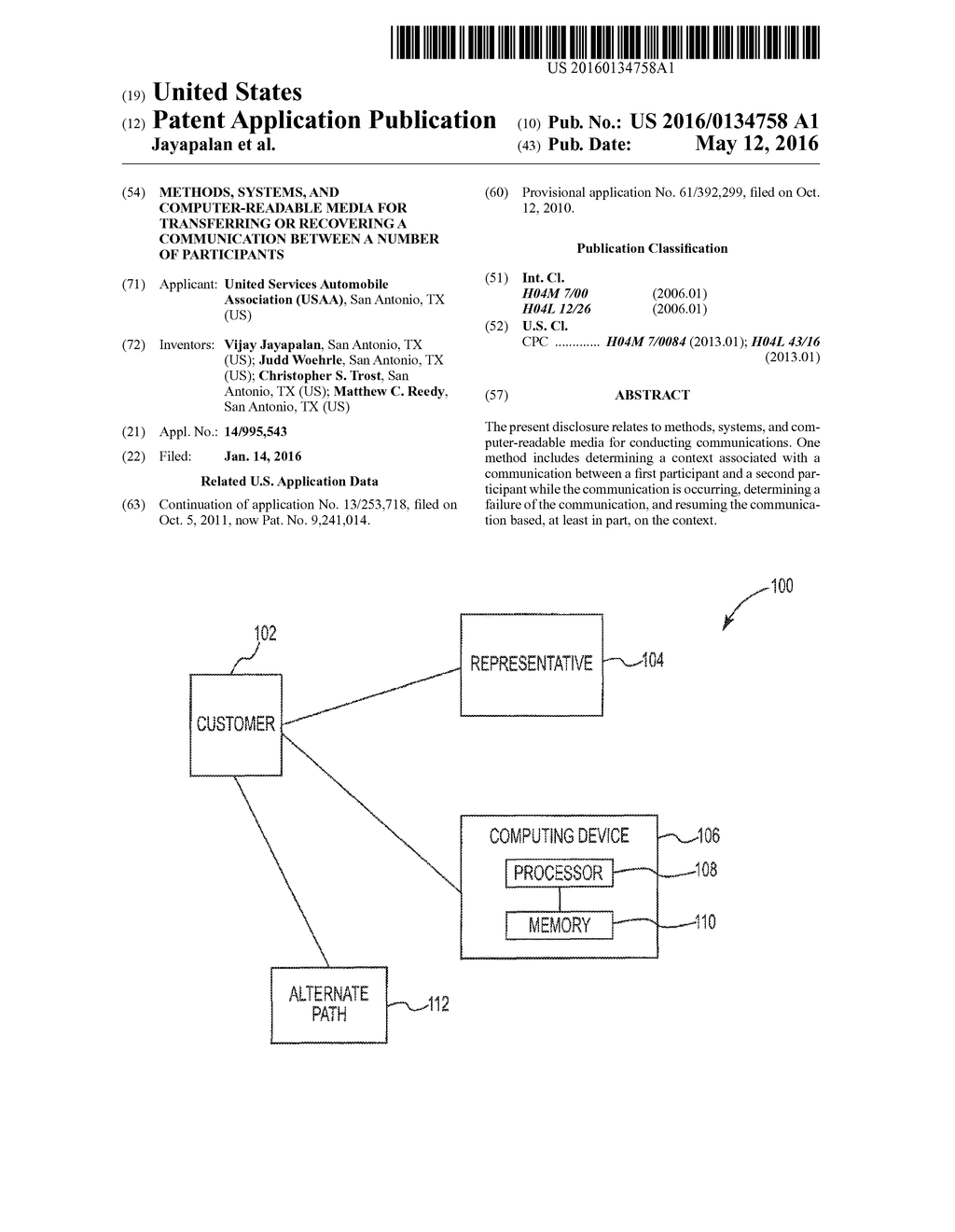 METHODS, SYSTEMS, AND COMPUTER-READABLE MEDIA FOR TRANSFERRING OR     RECOVERING A COMMUNICATION BETWEEN A NUMBER OF PARTICIPANTS - diagram, schematic, and image 01