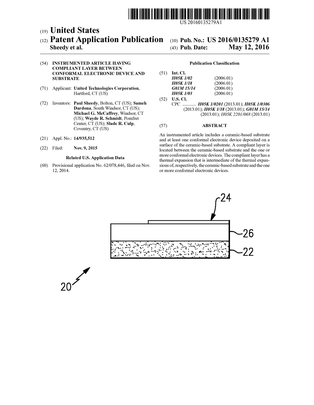 INSTRUMENTED ARTICLE HAVING COMPLIANT LAYER BETWEEN CONFORMAL ELECTRONIC     DEVICE AND SUBSTRATE - diagram, schematic, and image 01