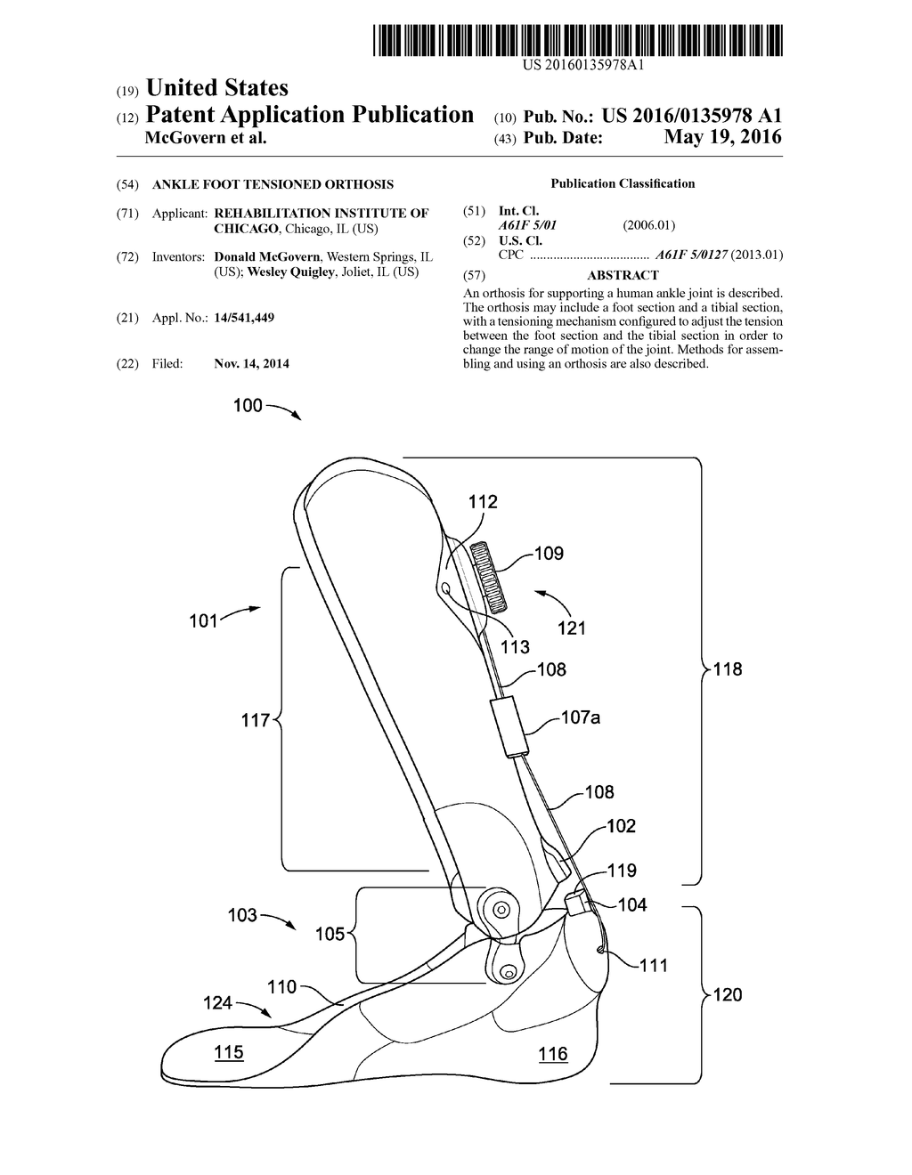 Ankle Foot Tensioned Orthosis - diagram, schematic, and image 01