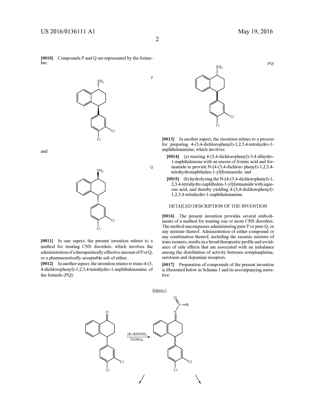 TREATMENT OF CNS DISORDERS WITH trans     4-(3,4-DICHLOROPHENYL)-1,2,3,4-TETRAHYDRO-1-NAPHTHALENAMINE - diagram, schematic, and image 03