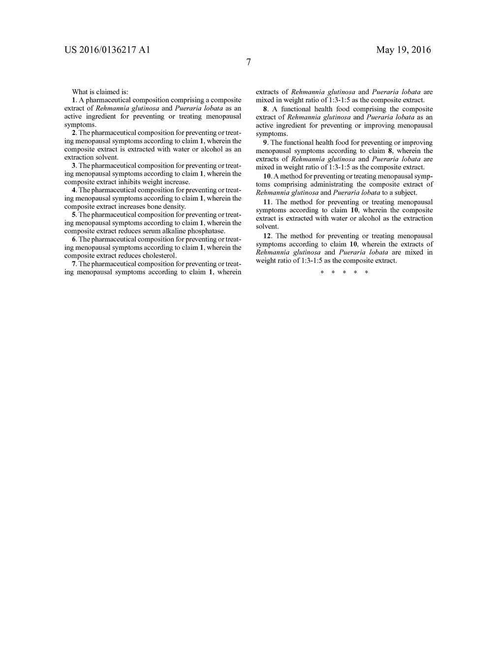 COMPOSITION CONTAINING COMPOSITE EXTRACT OF REHMANNIA GLUTINOSA AND     PUERARIA LOBATA FOR PREVENTING OR TREATING MENOPAUSAL SYMPTOMS - diagram, schematic, and image 10