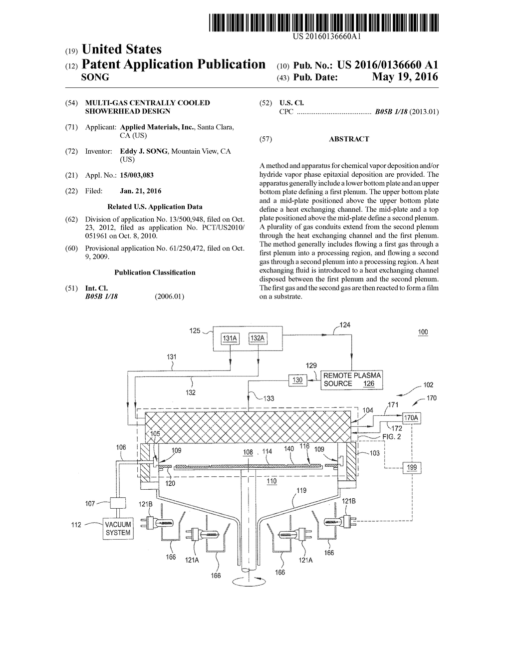 MULTI-GAS CENTRALLY COOLED SHOWERHEAD DESIGN - diagram, schematic, and image 01