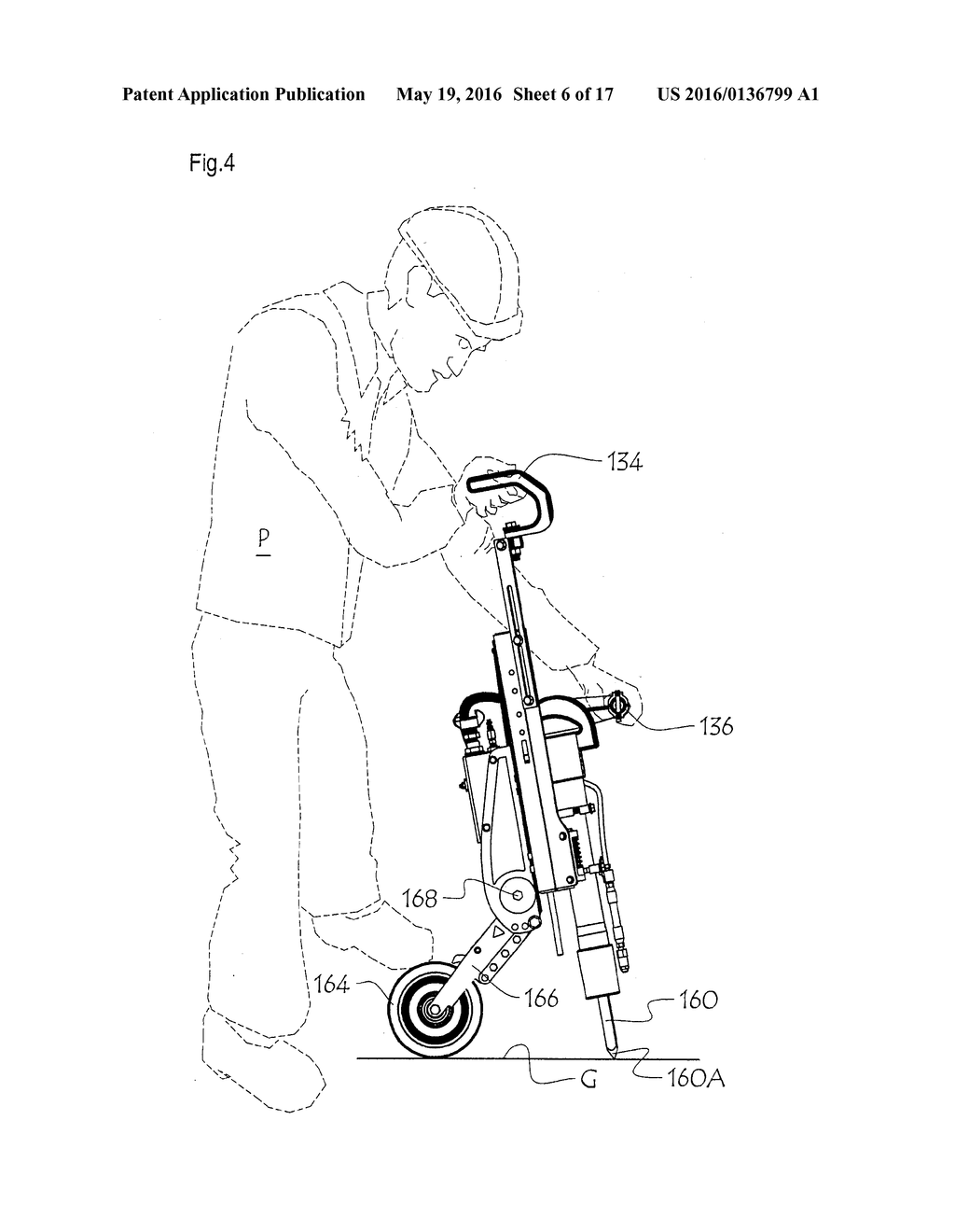 HAND-HELD ERGONOMIC JACKHAMMER HOLDER FOR CONCRETE FLOOR CHIPPING,     JACKHAMMER AND HOLDER ASSEMBLY, AND METHOD OF USE THEREOF - diagram, schematic, and image 07