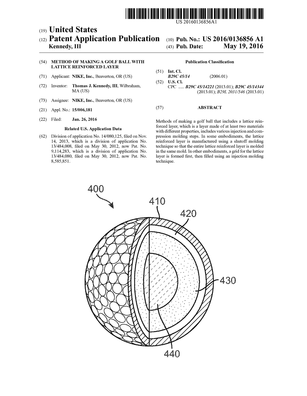 METHOD OF MAKING A GOLF BALL WITH LATTICE REINFORCED LAYER - diagram, schematic, and image 01