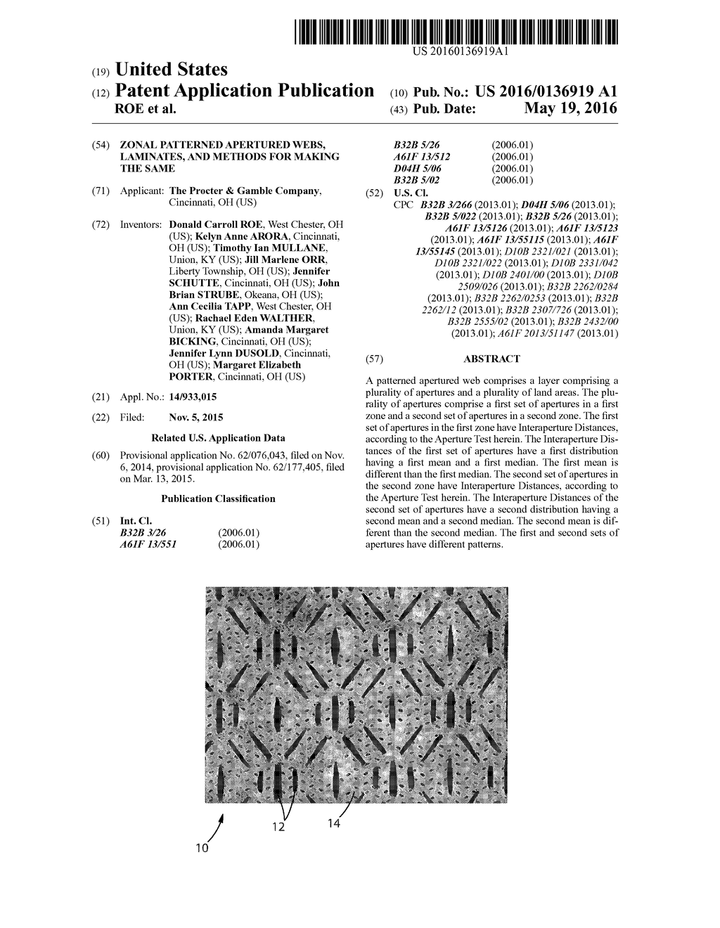 ZONAL PATTERNED APERTURED WEBS, LAMINATES, AND METHODS FOR MAKING THE SAME - diagram, schematic, and image 01