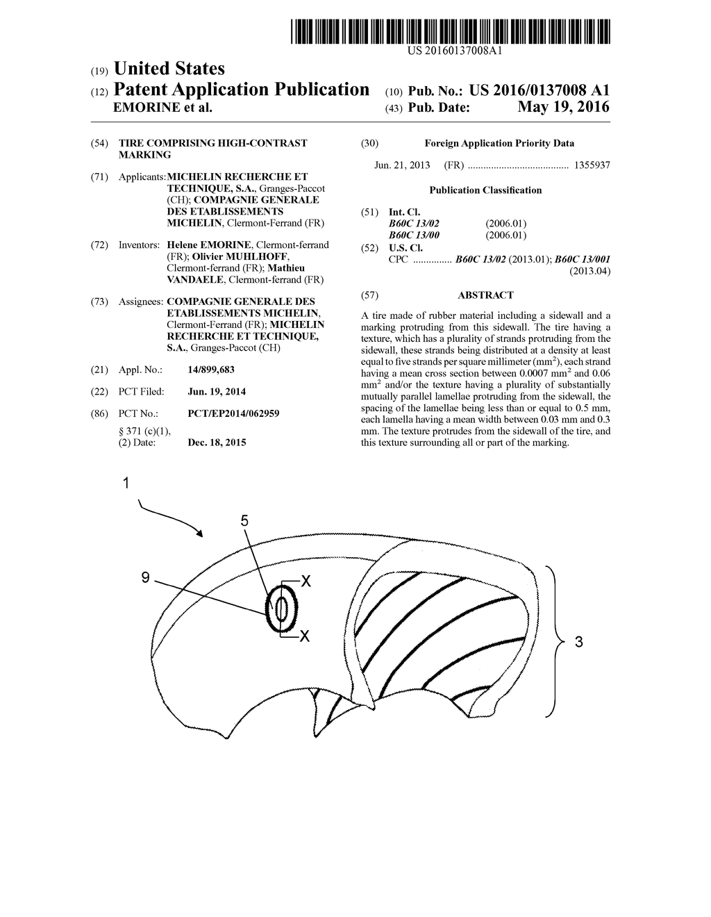 TIRE COMPRISING HIGH-CONTRAST MARKING - diagram, schematic, and image 01