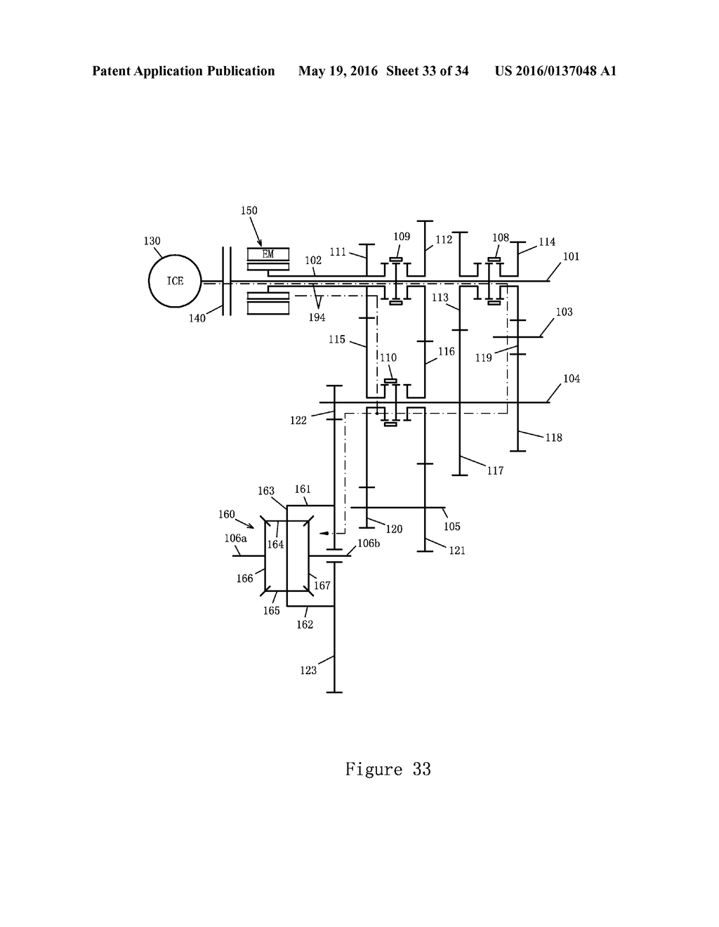 Hybrid-power driving system for a vehicle and a transmission thereof - diagram, schematic, and image 34