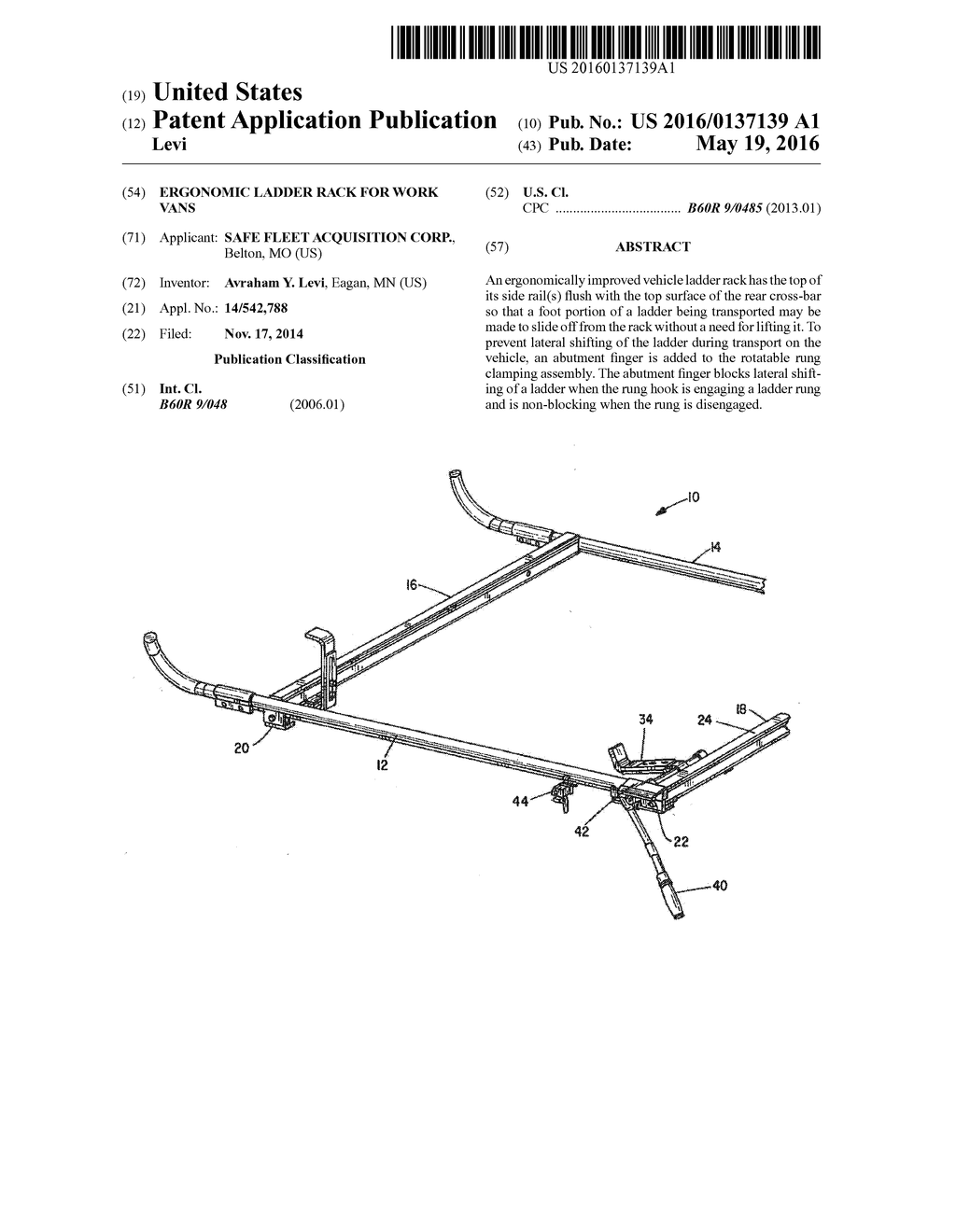 ERGONOMIC LADDER RACK FOR WORK VANS - diagram, schematic, and image 01