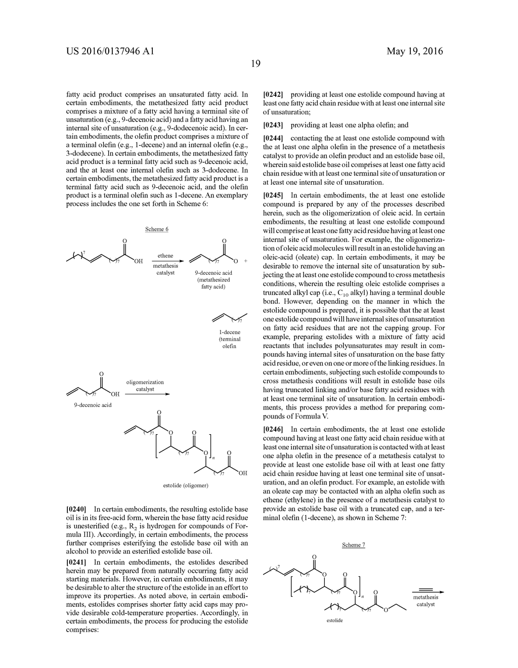PROCESSES FOR PREPARING ESTOLIDE BASE OILS AND OLIGOMERIC COMPOUNDS THAT     INCLUDE CROSS METATHESIS - diagram, schematic, and image 20
