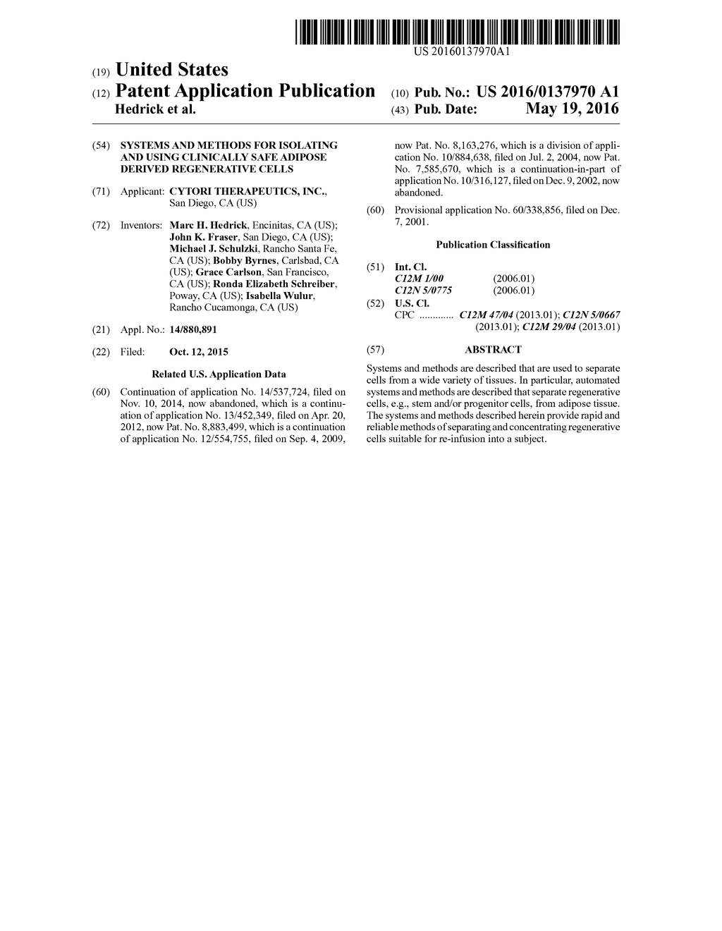 SYSTEMS AND METHODS FOR ISOLATING AND USING CLINICALLY SAFE ADIPOSE     DERIVED REGENERATIVE CELLS - diagram, schematic, and image 01