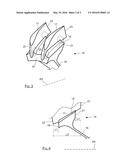 SINGLE-PIECE BLISK FOR TURBOMACHINE FAN COMPRISING AN UPSTREAM AND/OR     DOWNSTREAM RECESS MAKING ITS BLADES MORE FLEXIBLE diagram and image