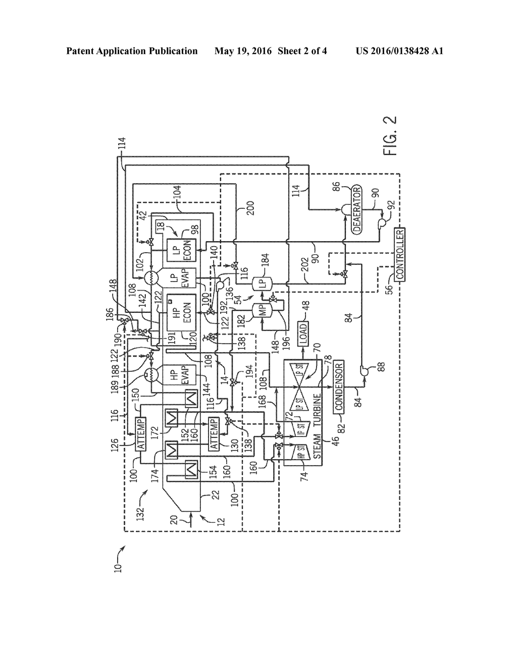 SYSTEM AND METHOD FOR HEAT RECOVERY AND STEAM GENERATION IN COMBINED CYCLE     SYSTEMS - diagram, schematic, and image 03