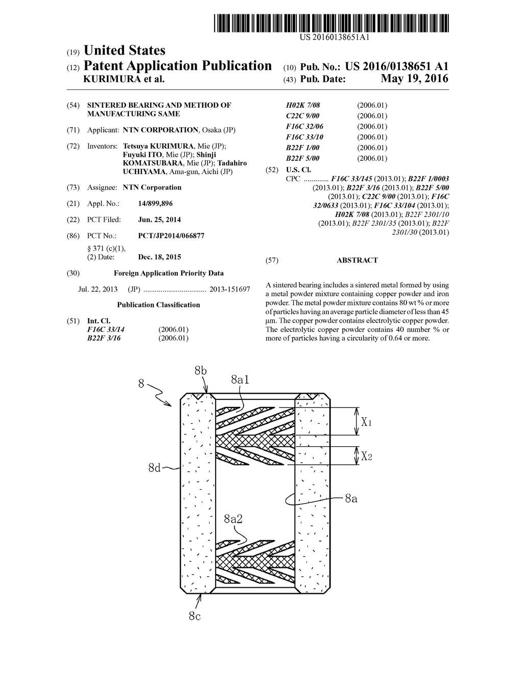 SINTERED BEARING AND METHOD OF MANUFACTURING SAME - diagram, schematic, and image 01