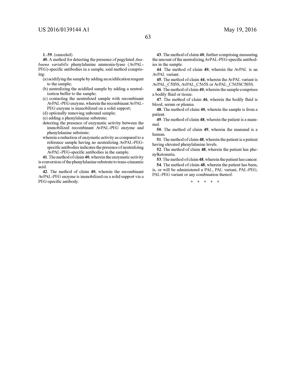 ASSAYS FOR DETECTION OF PHENYLALANINE AMMONIA-LYASE AND ANTIBODIES TO     PHENYLALANINE AMMONIA-LYASE - diagram, schematic, and image 86