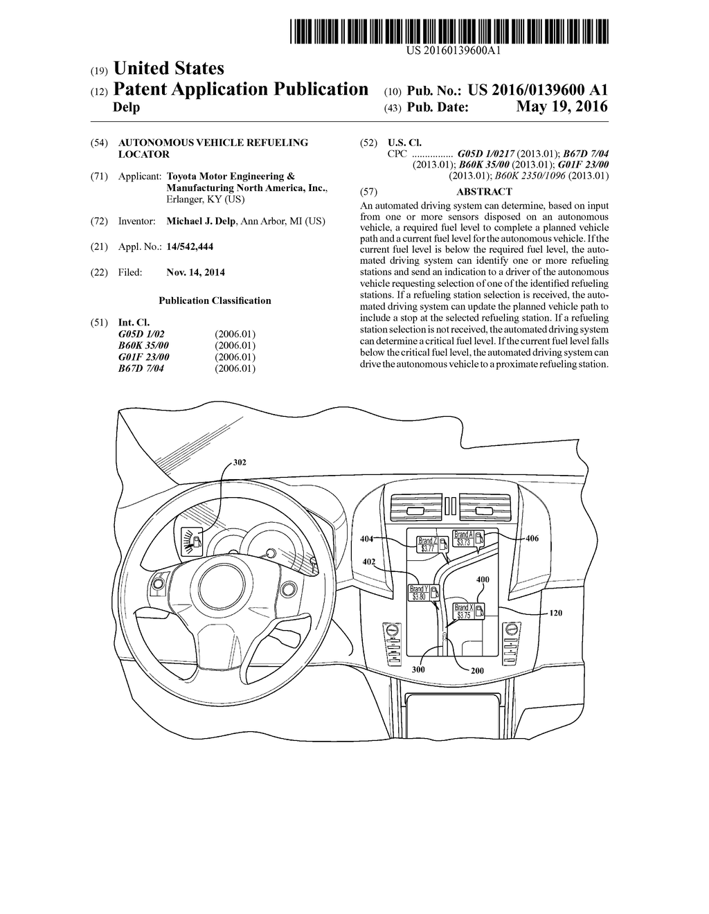 AUTONOMOUS VEHICLE REFUELING LOCATOR - diagram, schematic, and image 01