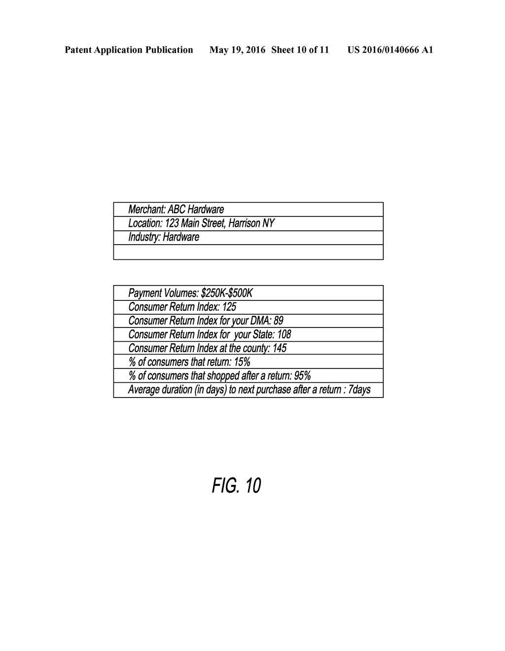 METHOD AND SYSTEM FOR INDEXING RETURN OF GOODS TO A MERCHANT - diagram, schematic, and image 11