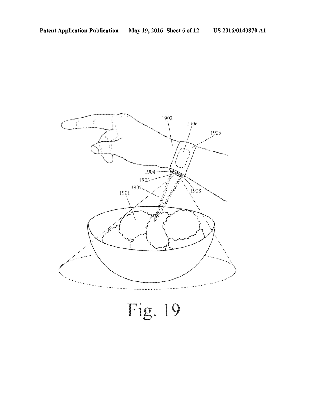 Hand-Held Spectroscopic Sensor with Light-Projected Fiducial Marker for     Analyzing Food Composition and Quantity - diagram, schematic, and image 07