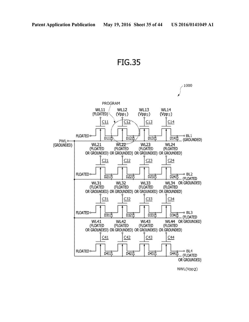 ANTI-FUSE TYPE ONE-TIME PROGRAMMABLE MEMORY CELL ARRAY AND METHOD OF     OPERATING THE SAME - diagram, schematic, and image 36