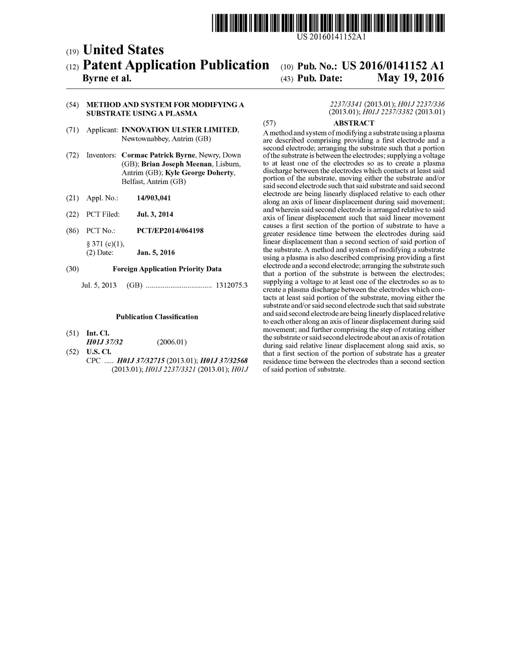 METHOD AND SYSTEM FOR MODIFYING A SUBSTRATE USING A PLASMA - diagram, schematic, and image 01