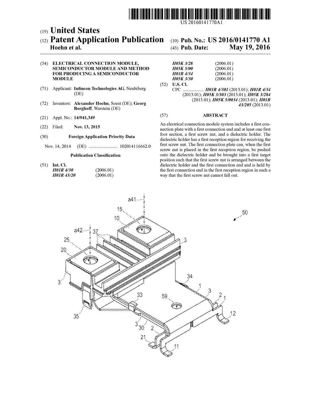 Electrical Connection Module, Semiconductor Module and Method for     Producing a Semiconductor Module - diagram, schematic, and image 01