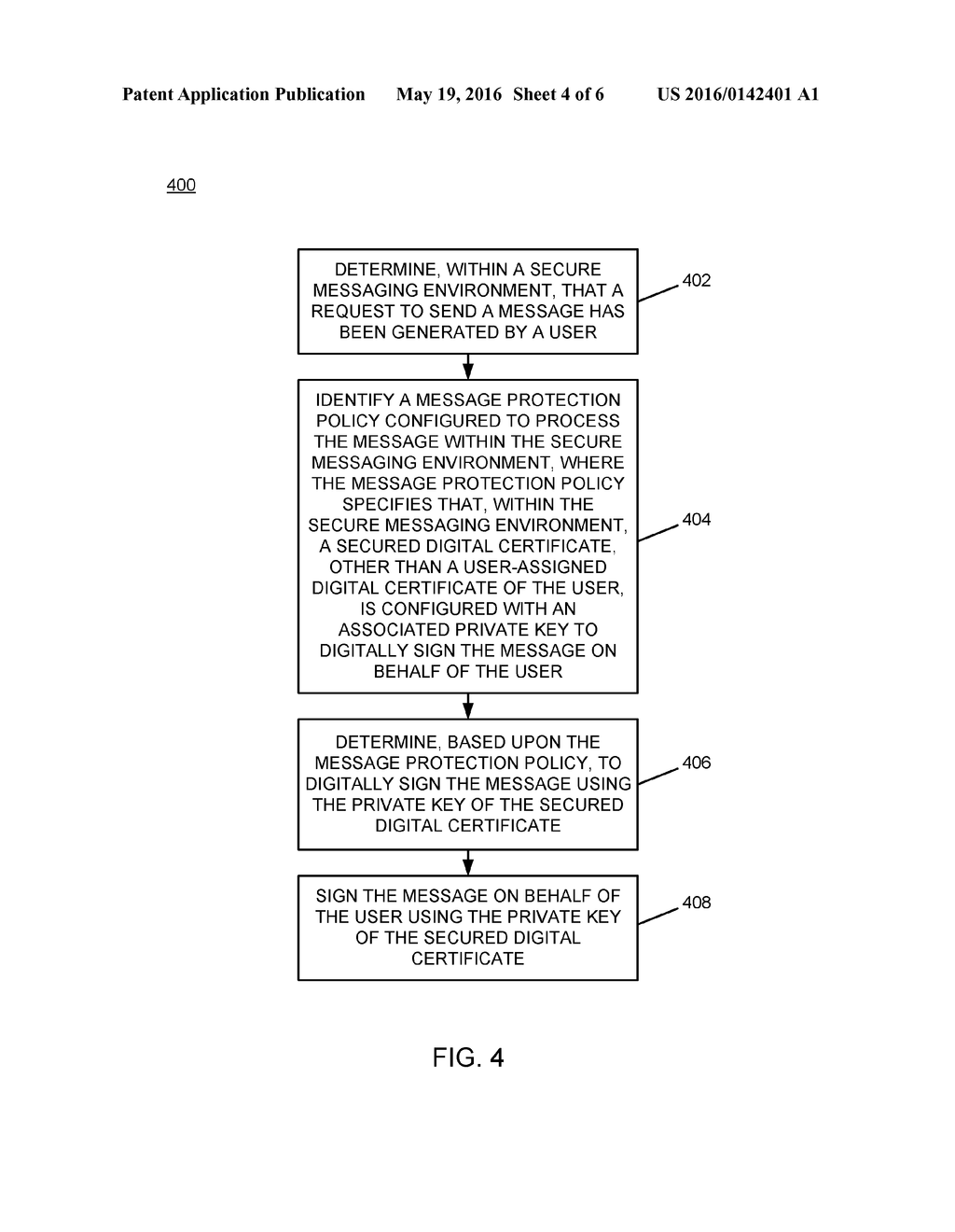 GENERALIZED CERTIFICATE USE IN POLICY-BASED SECURE MESSAGING ENVIRONMENTS - diagram, schematic, and image 05