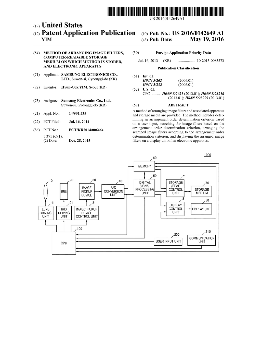 METHOD OF ARRANGING IMAGE FILTERS, COMPUTER-READABLE STORAGE MEDIUM ON     WHICH METHOD IS STORED, AND ELECTRONIC APPARATUS - diagram, schematic, and image 01