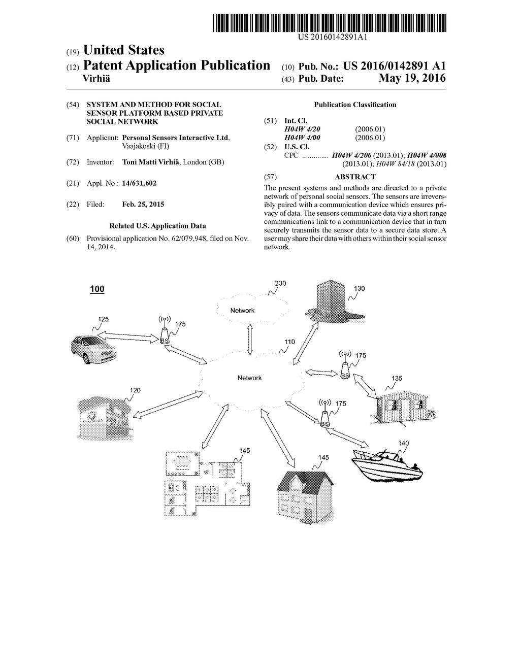 SYSTEM AND METHOD FOR SOCIAL SENSOR PLATFORM BASED PRIVATE SOCIAL NETWORK - diagram, schematic, and image 01