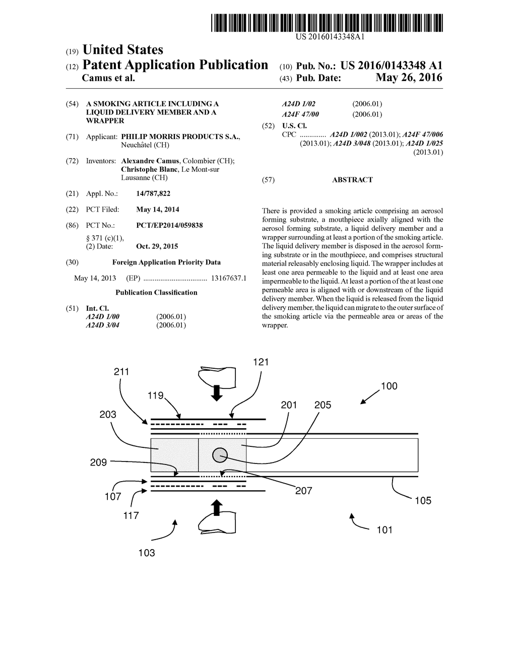 A SMOKING ARTICLE INCLUDING A LIQUID DELIVERY MEMBER AND A WRAPPER - diagram, schematic, and image 01