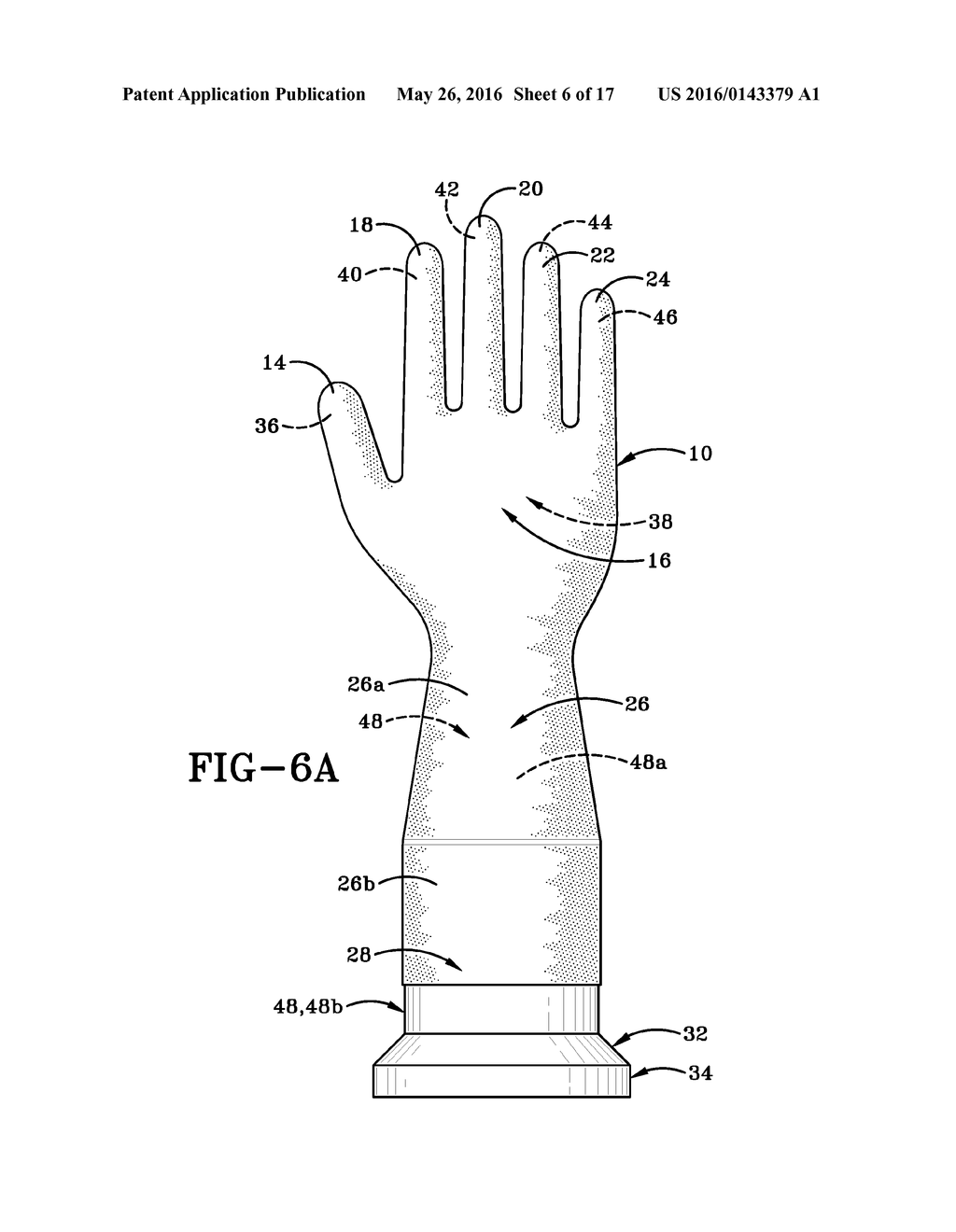 GLOVE HAVING A WIDENED CUFF AND WITH FINGER REGIONS THAT INCLUDE A     FLEXIBLE HINGE REGION - diagram, schematic, and image 07