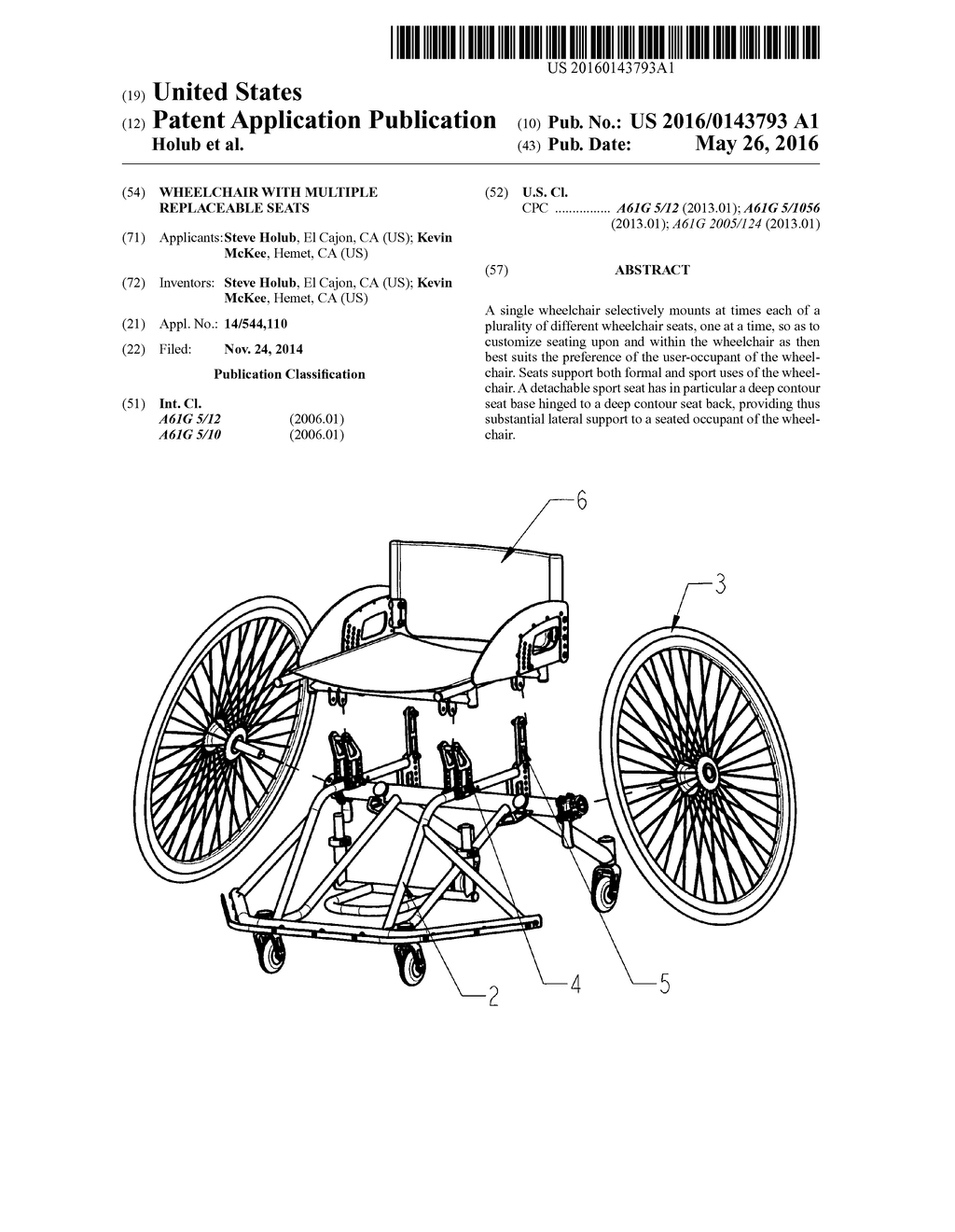 Wheelchair with multiple replaceable seats - diagram, schematic, and image 01