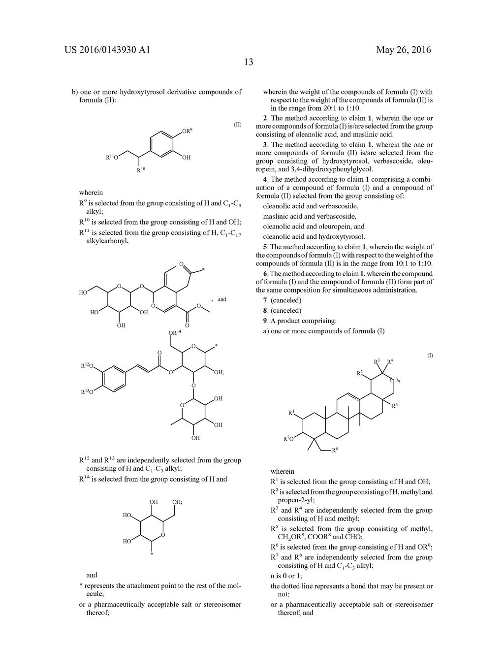 COMBINATION OF PENTACYCLIC TRITERPENES AND HYDROXYTYROSOL AND DERIVATIVES     THEREOF - diagram, schematic, and image 16