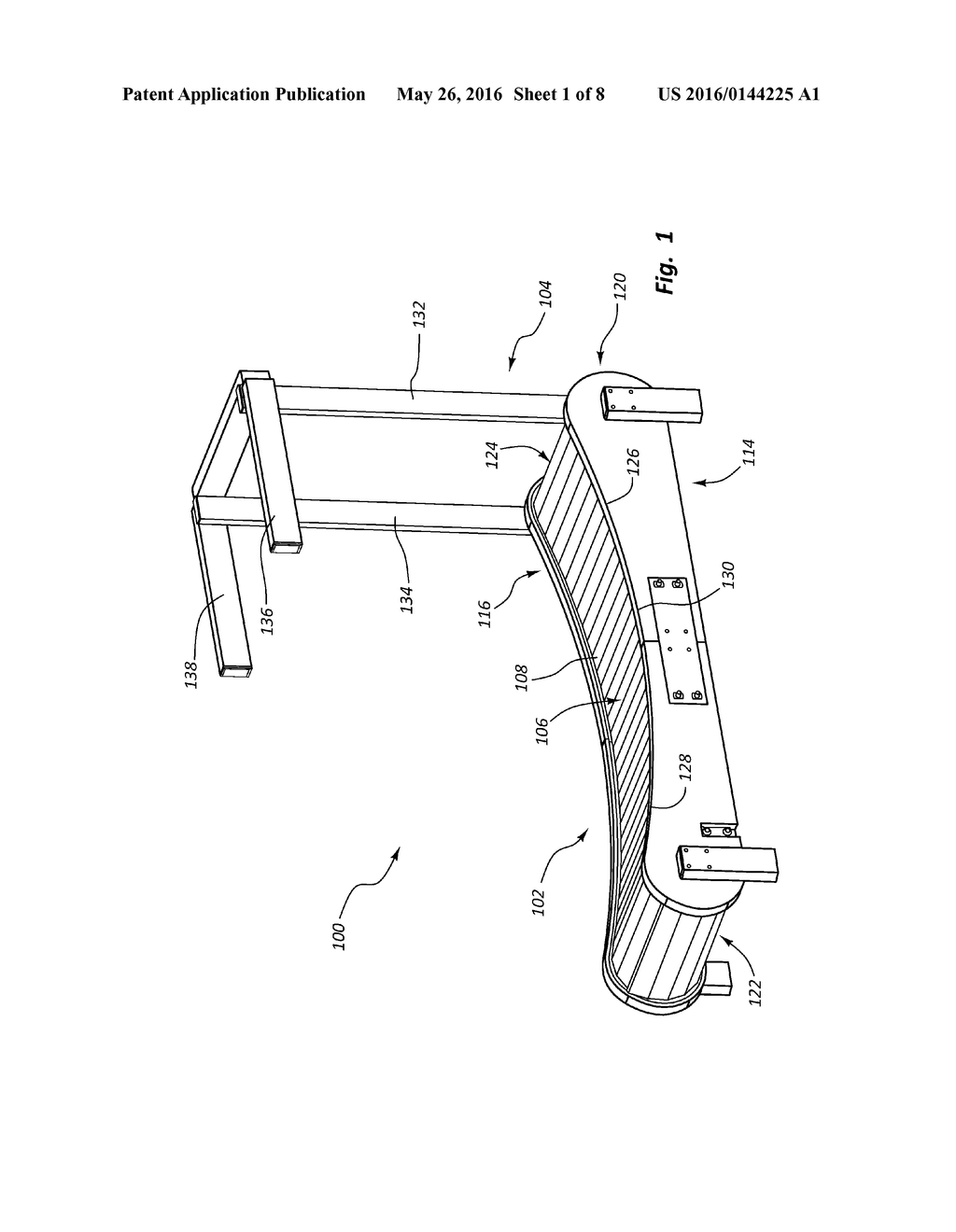 Treadmill with a Tensioning Mechanism for a Slatted Tread Belt - diagram, schematic, and image 02