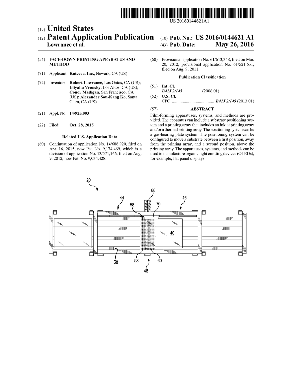 Face-Down Printing Apparatus and Method - diagram, schematic, and image 01