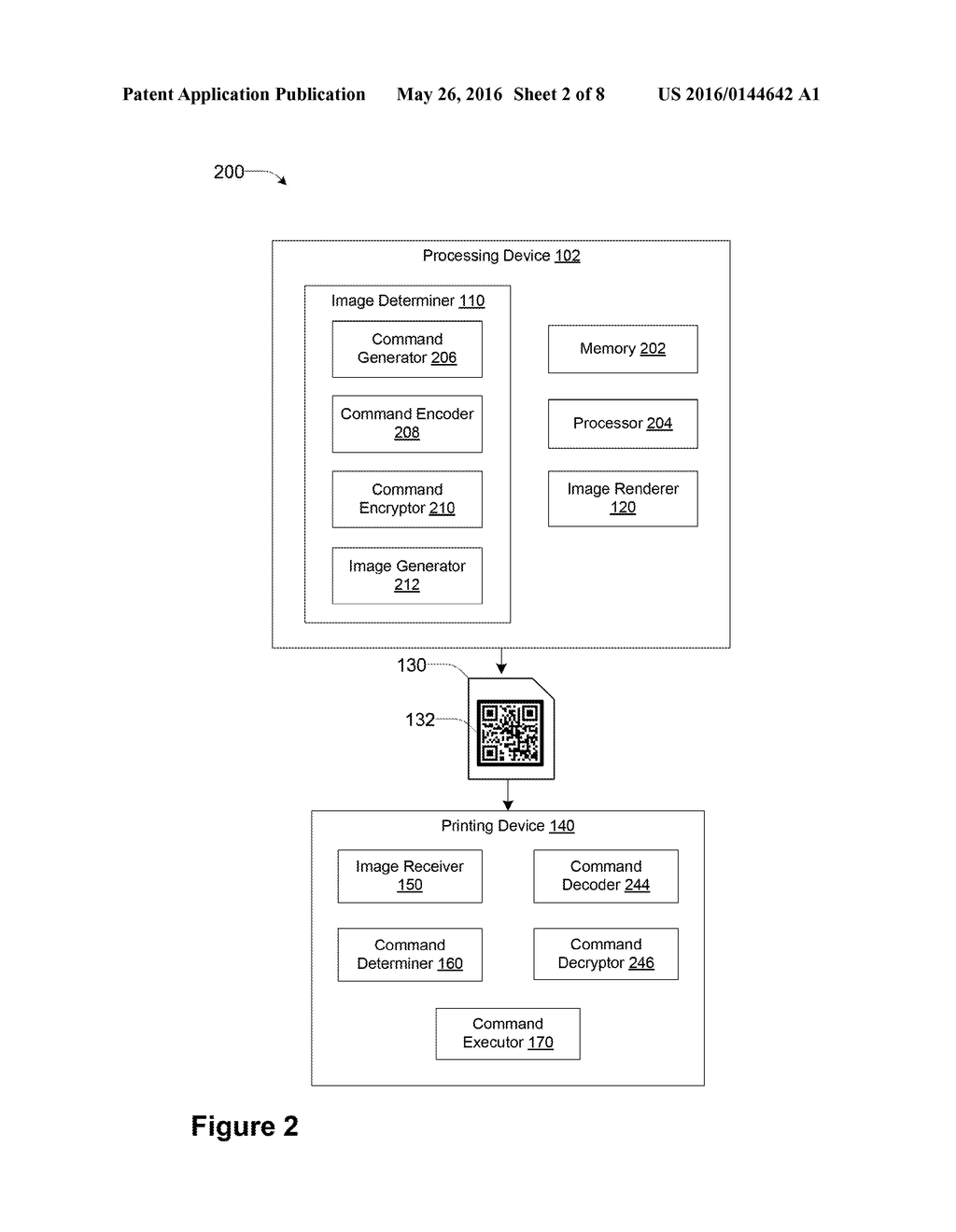 PRINTING DEVICE CONTROL METHOD AND SYSTEM WITH EXECUTING COMMAND     DETERMINED FROM IMAGE - diagram, schematic, and image 03