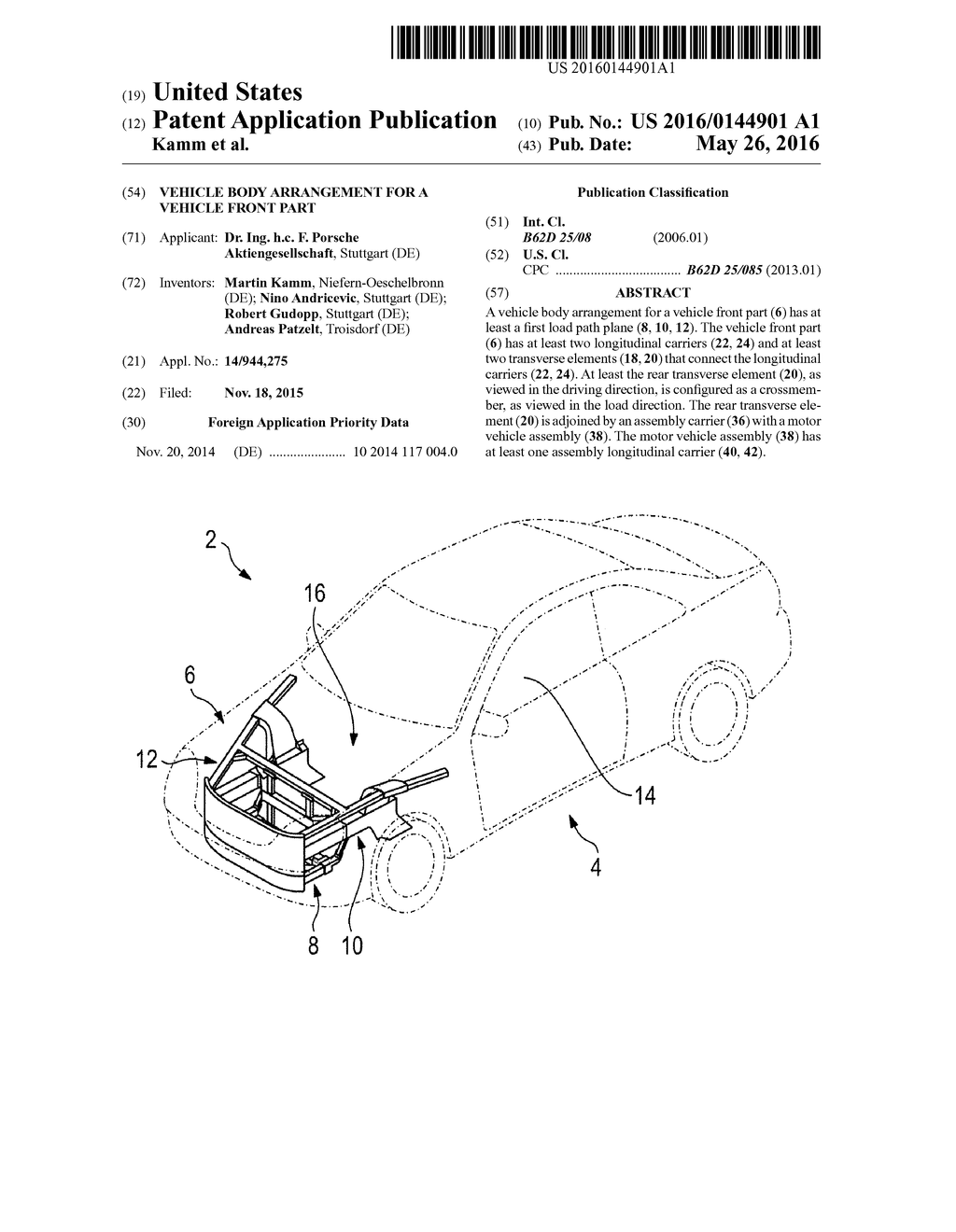 VEHICLE BODY ARRANGEMENT FOR A VEHICLE FRONT PART - diagram, schematic, and image 01