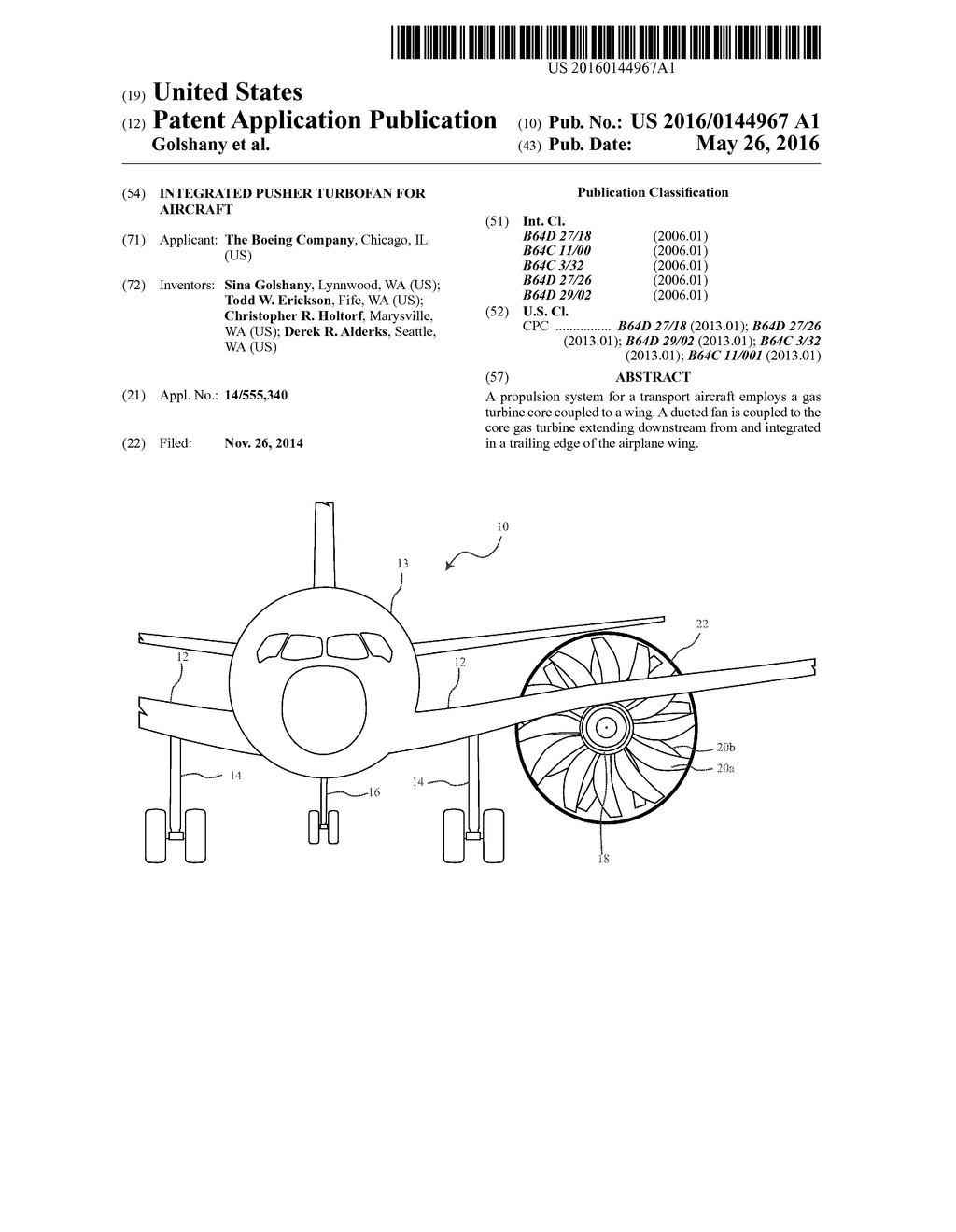 INTEGRATED PUSHER TURBOFAN FOR AIRCRAFT - diagram, schematic, and image 01