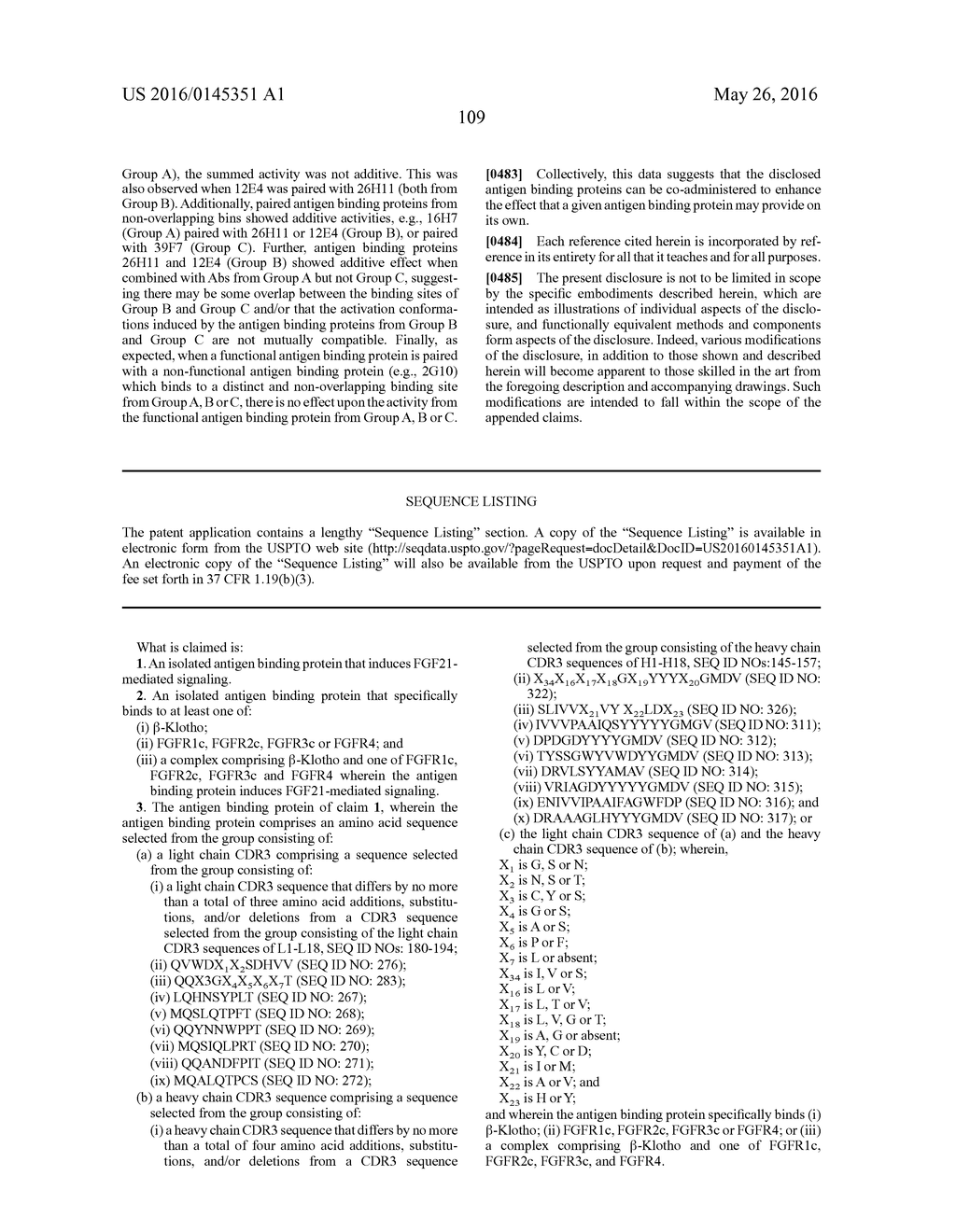 HUMAN ANTIGEN BINDING PROTEINS THAT BIND BETA-KLOTHO, FGF RECEPTORS AND     COMPLEXES THEREOF - diagram, schematic, and image 166