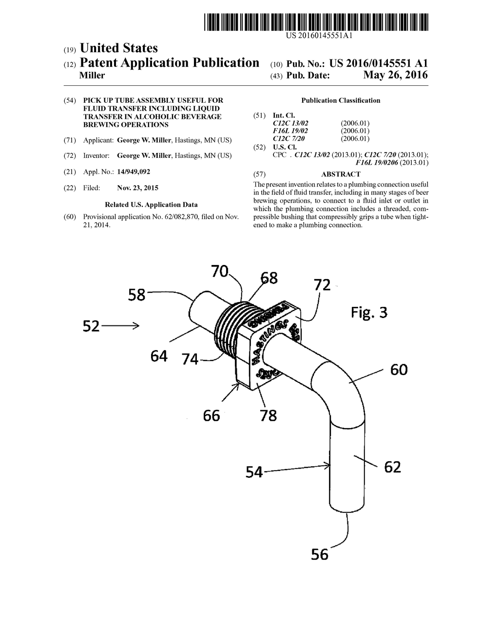 PICK UP TUBE ASSEMBLY USEFUL FOR FLUID TRANSFER INCLUDING LIQUID TRANSFER     IN ALCOHOLIC BEVERAGE BREWING OPERATIONS - diagram, schematic, and image 01