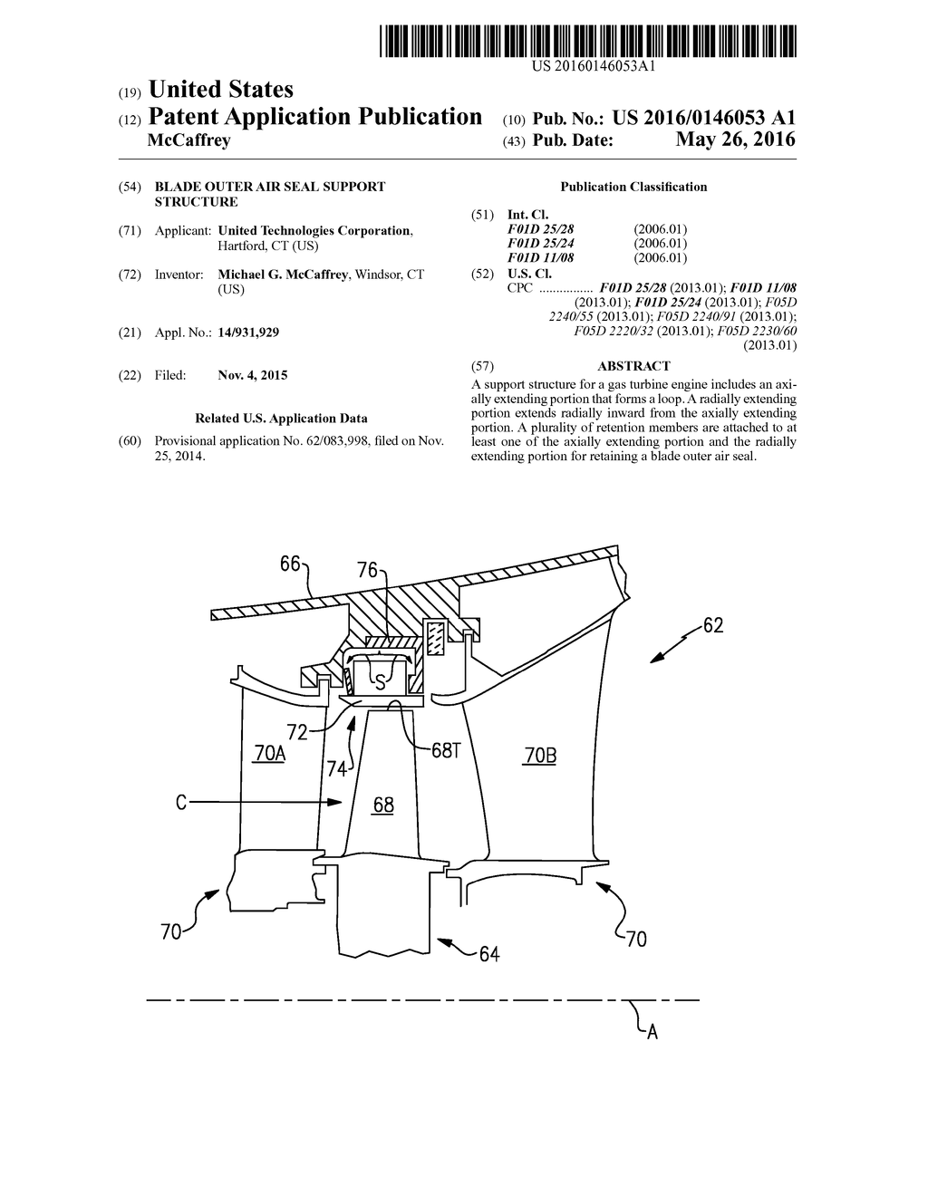 BLADE OUTER AIR SEAL SUPPORT STRUCTURE - diagram, schematic, and image 01