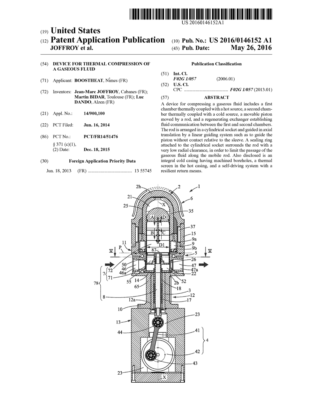 DEVICE FOR THERMAL COMPRESSION OF A GASEOUS FLUID - diagram, schematic, and image 01