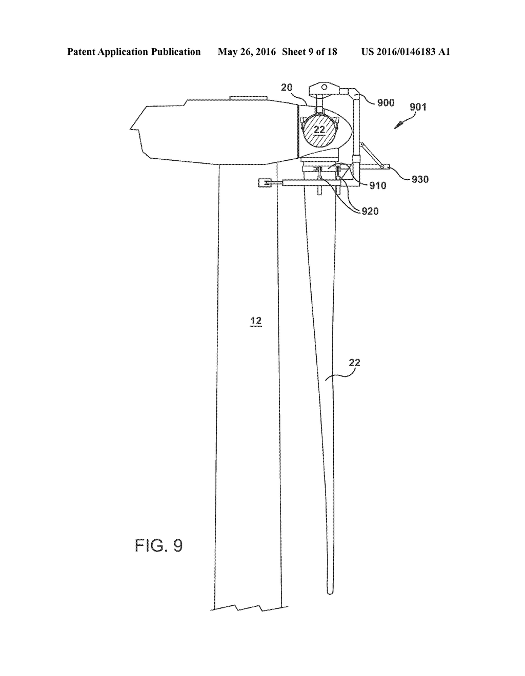 METHOD AND SYSTEM FOR SERVICING WIND TURBINE ROTOR - diagram, schematic, and image 10