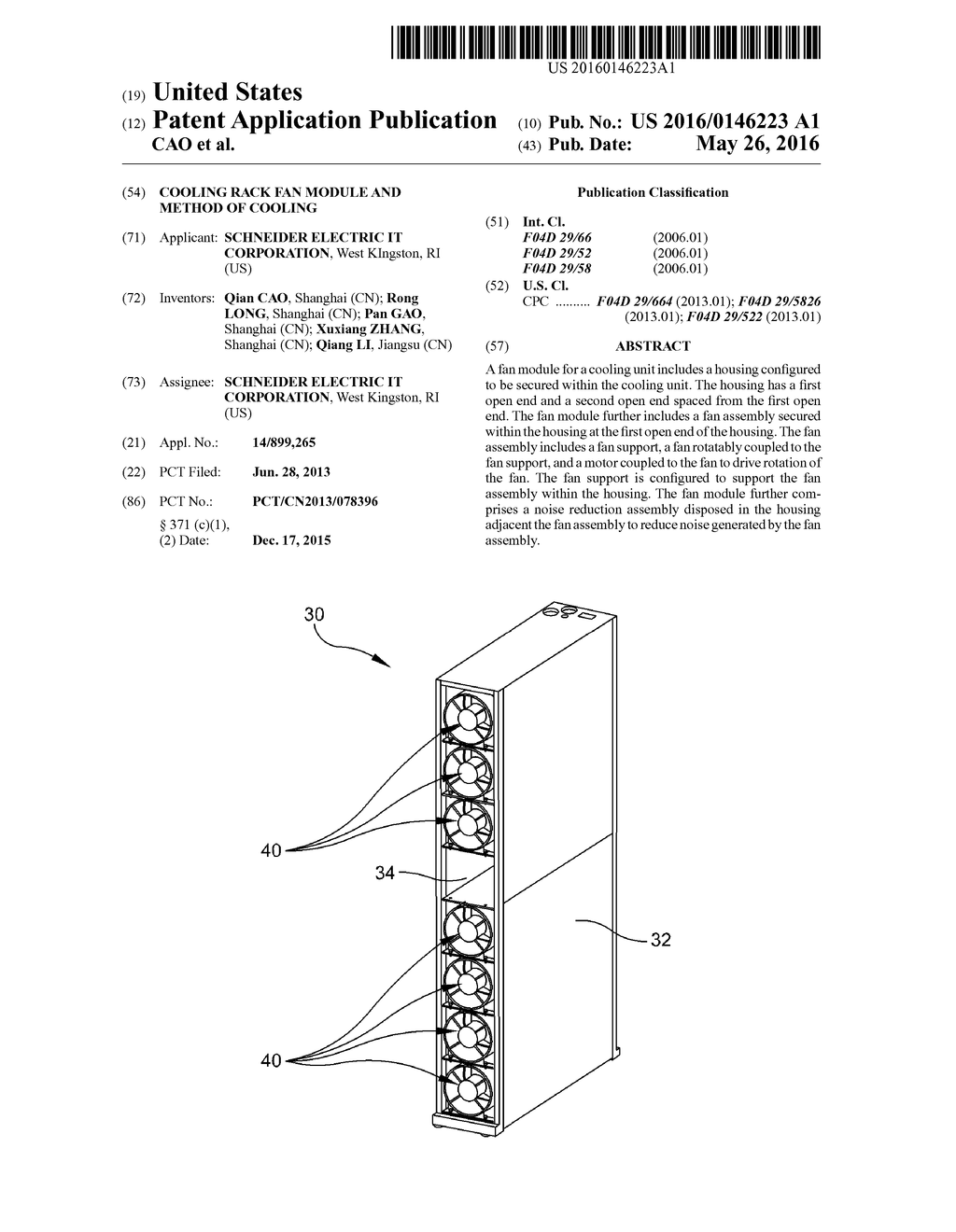 COOLING RACK FAN MODULE AND METHOD OF COOLING - diagram, schematic, and image 01