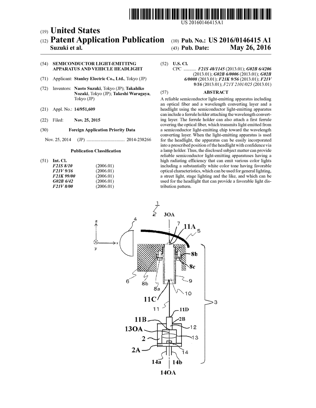 SEMICONDUCTOR LIGHT-EMITTING APPARATUS AND VEHICLE HEADLIGHT - diagram, schematic, and image 01